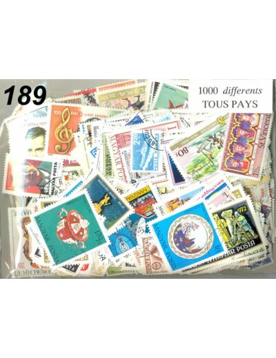 1000 TIMBRES DU MONDE DIFFERENTS OBLITERES ET NEUFS *189