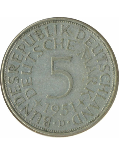 ALLEMAGNE 5 MARK 1951 D TTB