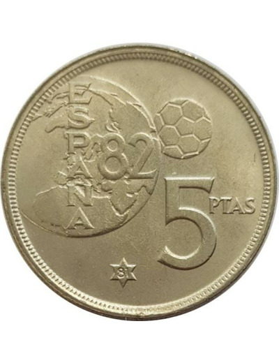 ESPAGNE 5 PESETAS 1980 (81) MONDIAL 1982 SUP