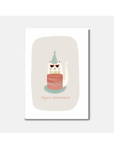 Carte Joyeux Anniversaire Chat à Lunette - Pascale Editions