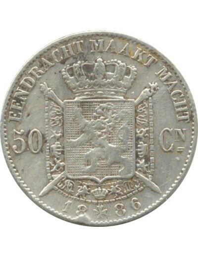 BELGIQUE 50 CENTIMES 1886 FL TTB-