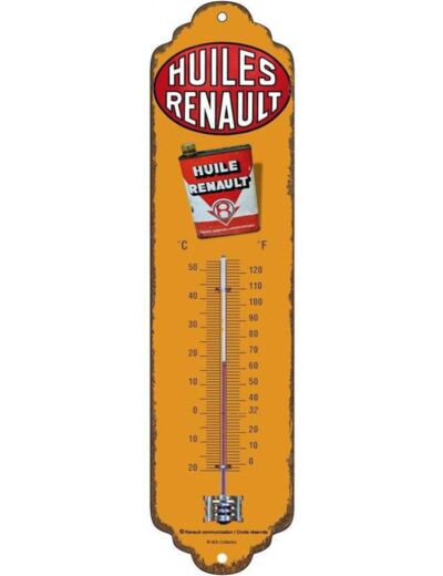 Thermomètre métal Huiles Renault - 7 x 28 cm - 15076TH