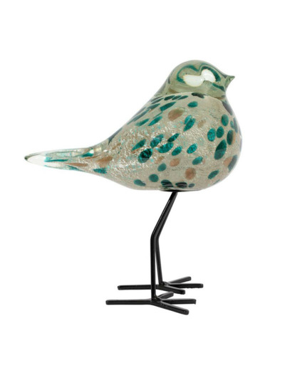 Décoration verre moineau Serin doré 9x15x14cm