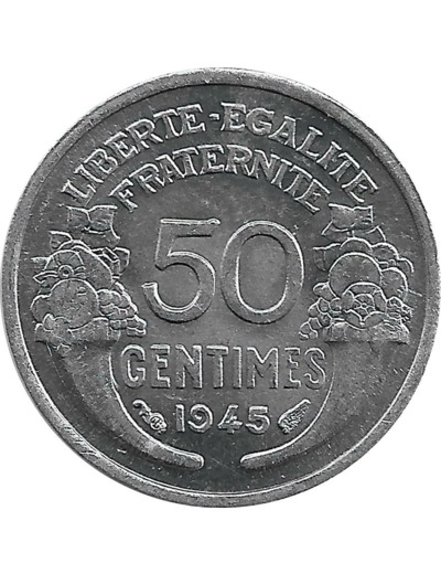 FRANCE 50 CENTIMES MORLON ALU 1945 SUP-