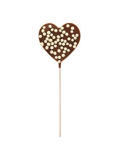Sucette Coeur Chocolat Lait Perles Crispy - 40G