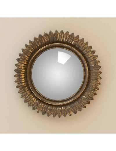 Miroir convexe plumes dorées 28cm