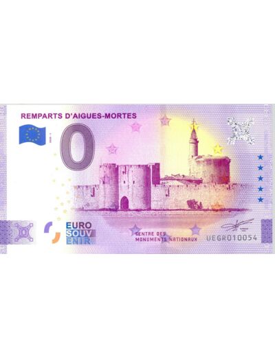 30 AIGUES-MORTES 2020-1 REMPARTS VERSION ANNIVERSAIRE BILLET SOUVENIR 0 EURO