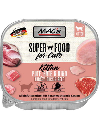 MAC'S Raffineur à la Dinde, canard & boeuf pour chaton - 85g