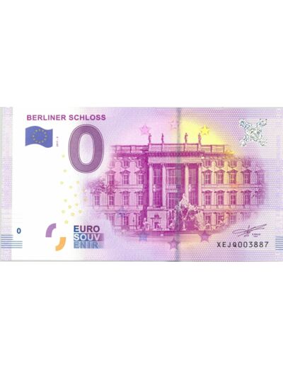 ALLEMAGNE 2017-3 BERLINER SCHLOSS BILLET SOUVENIR 0 EURO TOURISTIQUE NEUF