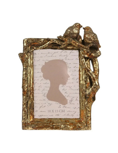 Cadre photo oiseaux dorés 22x17x4cm