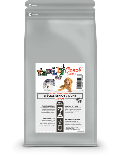 Croquettes SUPER PREMIUM poisson & riz chiens senior/light - 12kg