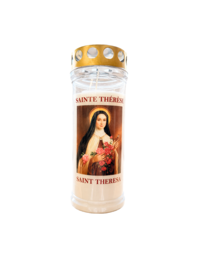 Bougie Funéraire 160 Heures Sainte Thérèse avec Prière