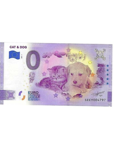 ITALIE 2021-1 CAT & DOG VERSION ANNIVERSAIRE BILLET SOUVENIR 0 EURO