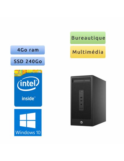 HP 280 G2 - Windows 10 - 3.3Ghz 4Go 240Go SSD - Ordinateur Tour Bureautique PC