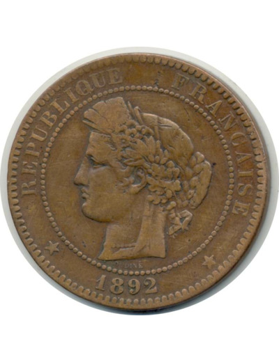 FRANCE 10 CENTIMES CERES 1892 A B+ (G265a)