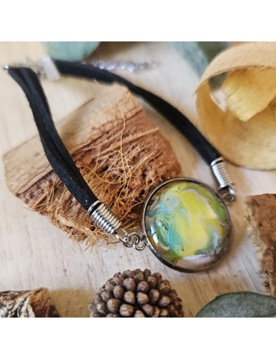 Bracelet en cordon avec pendentif et base ronde (20 mm) en acier inoxydable