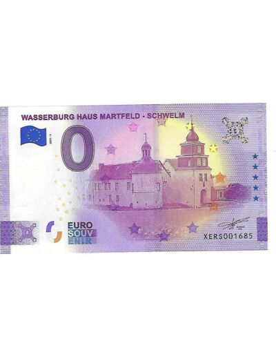 ALLEMAGNE 2021-1 WASSERBURG HAUS MARTFELD SCHWELM BILLET SOUVENIR 0 EURO