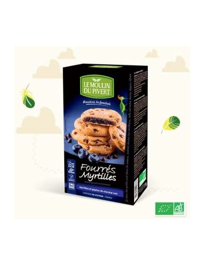 Biscuit fourre myrtille pepite choc 175g MOULIN DU PIVERT