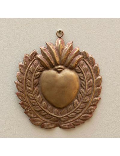 Ex-voto bronze patine rose 18x15cm