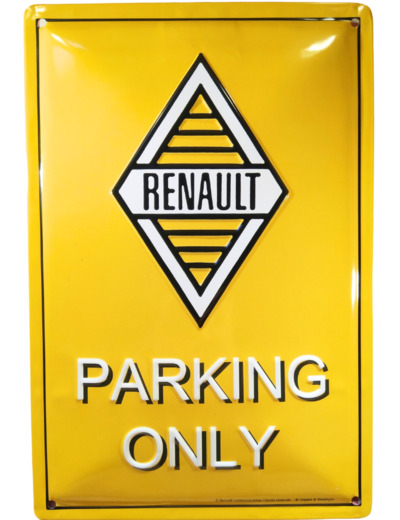 Plaque métal logo Renault, Parking Only - 30 x 40 cm