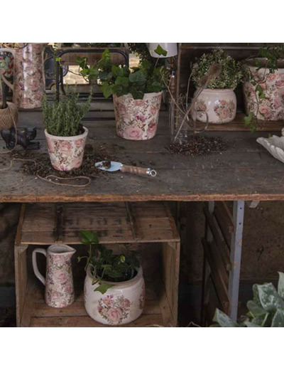 Pot de fleurs Flowers rose céramique 20x20x15cm