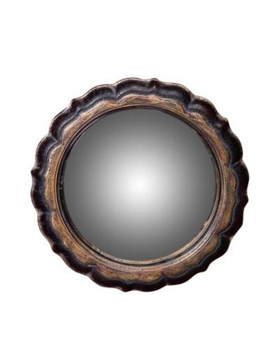 Miroir convexe Fleur noir doré 19cm