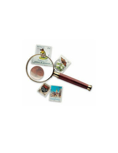 Loupe à manche cadre métallique doré grossit 3x Ø 50 mm 367123