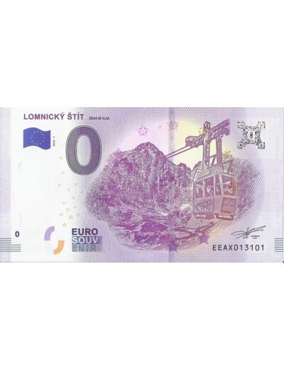 SLOVAQUIE 2018-1 LOMNICKY STIT BILLET SOUVENIR 0 EURO TOURISTIQUE NEUF