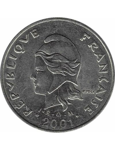 POLYNESIE FRANÇAISE 20 FRANCS 2001 TTB+ N2