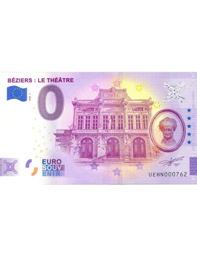 34 BEZIERS 2020-3 LE THEATRE BILLET SOUVENIR 0 EURO TOURISTIQUE NEUF