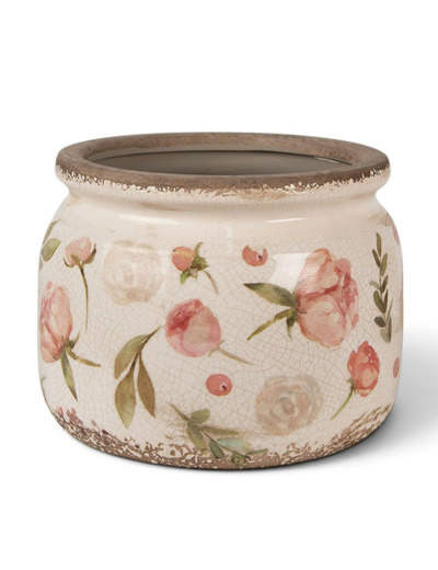 Pot de fleurs intérieur céramique beige rose 15x20x20cm