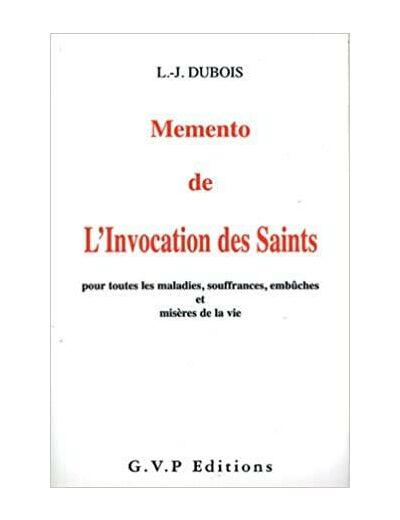 MEMENTO DE L'INVOCATION DES SAINTS