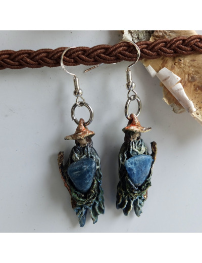 Boucles d'oreilles "Cueilleurs" pierre naturelle Apatite