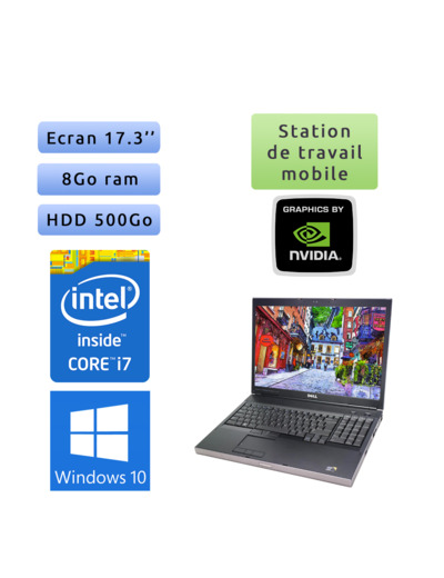 Dell Precision M6500 - Windows 10 - i7 8GB 500GB - 17.3 - FX 2800M - Station de travail Mobile