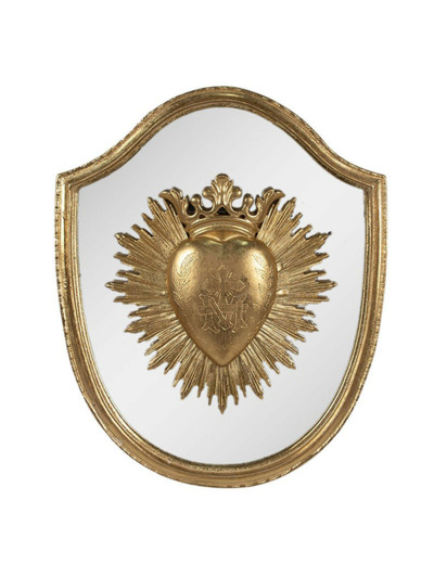 Décoration murale coeur or polyrésine 30x3x25cm