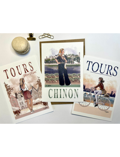 Lot de 3 cartes postales tourangelles