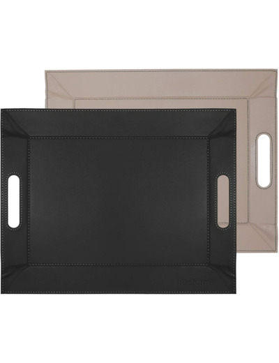 Plateau bicolore réversible - Taupe et Noir - 45 x 35