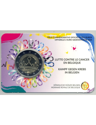 BELGIQUE 2024 2 EURO LUTTE CONTRE LE CANCER COINCARD VERSION FLAMANDE