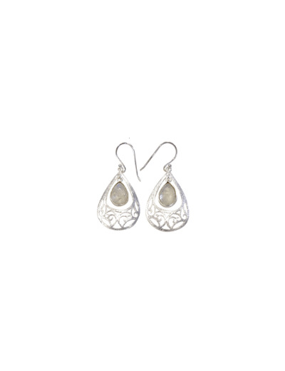 Boucles d'oreilles en Pierre de Lune et Argent 925 brossé