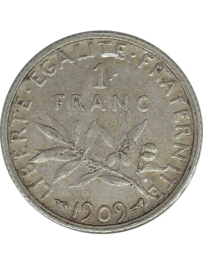 FRANCE 1 FRANC SEMEUSE 1909 TTB