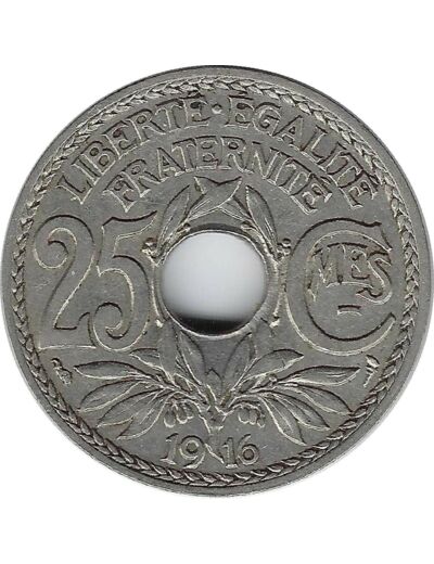 FRANCE 25 CENTIMES LINDAUER SOULIGNE 1916 PEU TTB