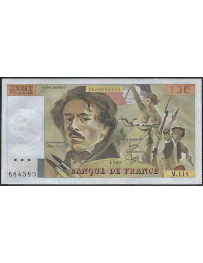 FRANCE 100 FRANCS DELACROIX 1986 SERIE M.114 NEUF 389