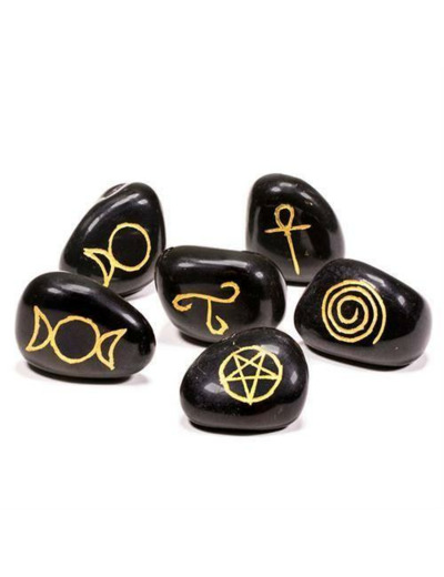 Pierres de pouvoir Wiccanes en agate noire (onyx)