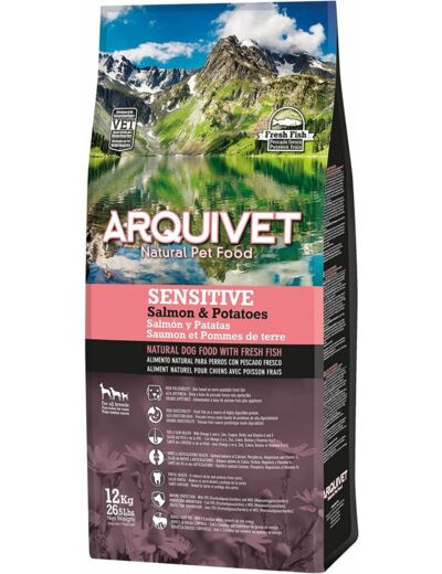 Arquivet - Croquettes Sensitive pour Chiens Adultes - Saumon et Pommes de Terre - 12 kg - ARQUIVET