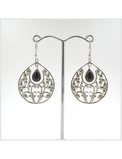 Boucles d'oreilles Onyx et Argent Massif