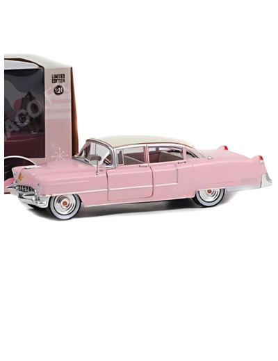 Greenlight 1/24 - CADILLAC FLEETWOOD SERIES 60 1955 ROSE AVEC TOIT BLANC.