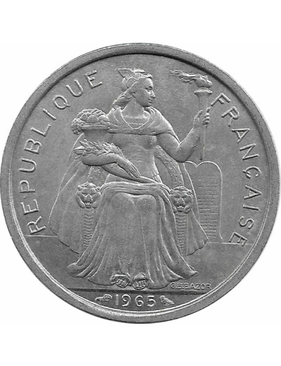 POLYNESIE FRANCAISE 2 FRANCS 1965 SUP