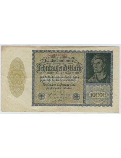 ALLEMAGNE 10000 MARK 19 JANVIER 1922 SERIE 6B TTB