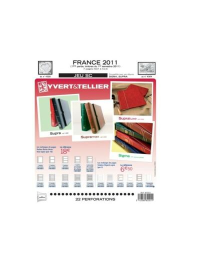 FEUILLE COMPLEMENTAIRE FRANCE SC 2011 1ere partie (AVEC POCHETTE) YVERT