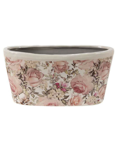 Pot de fleurs rose céramique 27x13x14cm